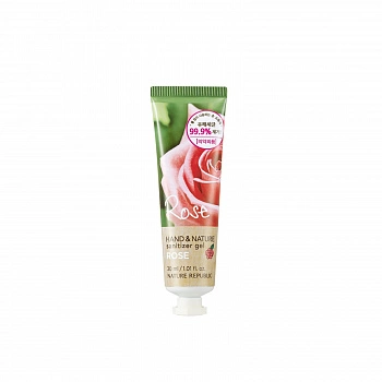 Дезинфицирующий гель для рук с розой Hand & Nature Sanitizer Gel Rose Mini