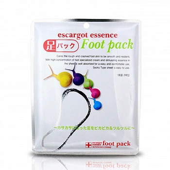 Маска-носки для ног с муцином улитки Escargot Essence Foot Pack